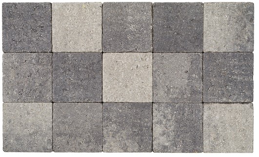 KASSEI IN-LINE TROMMELING 15X15X6 GRIJS-ZWART