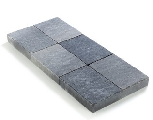 KASSEI IN-LINE TROMMELING 20X20X6 GRIJS-ZWART