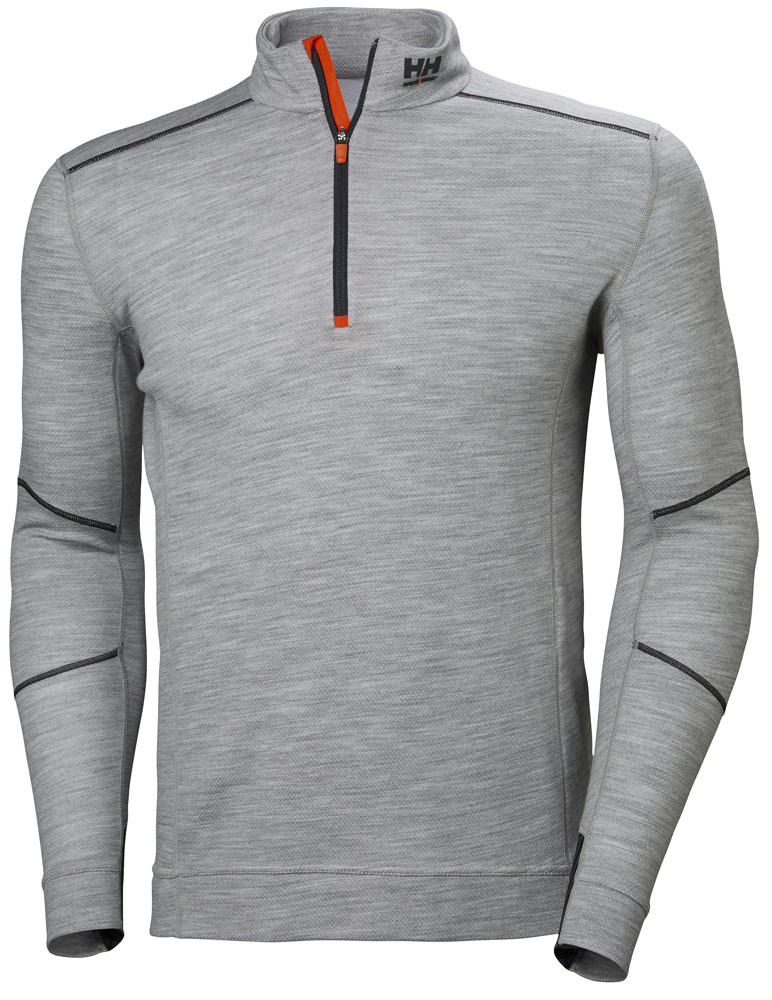 HH LIFA MERINO HALF ZIP 930 GREY MELANGE 2XL