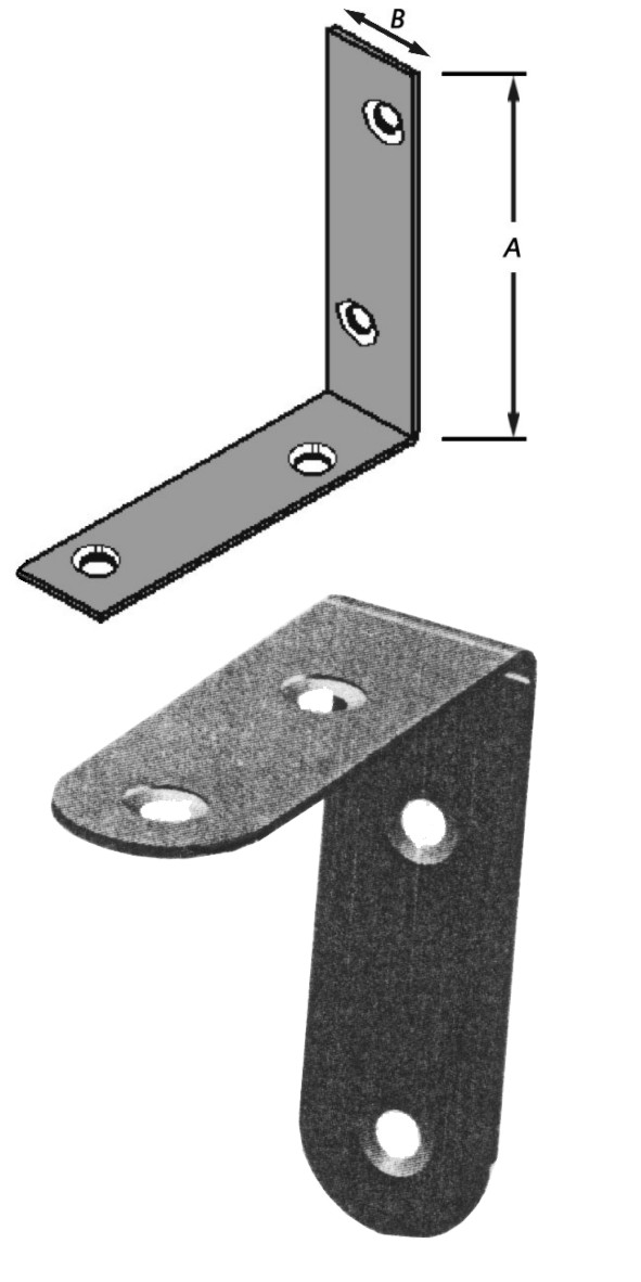 2 GEBOGEN HOEKIJZERS VERZINKT100 MM