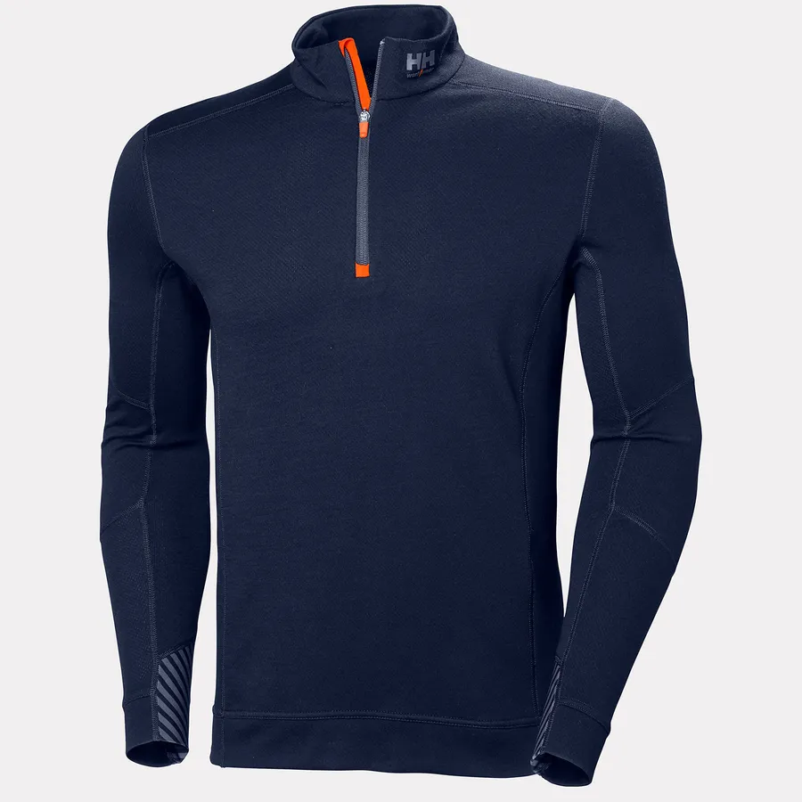 HH LIFA MERINO HALF ZIP 590 NAVY