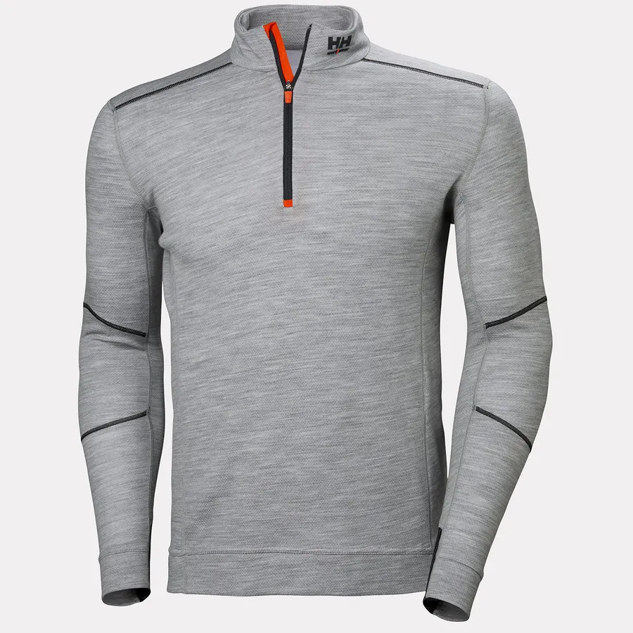 HH LIFA MERINO HALF ZIP 930 GREY MELANGE