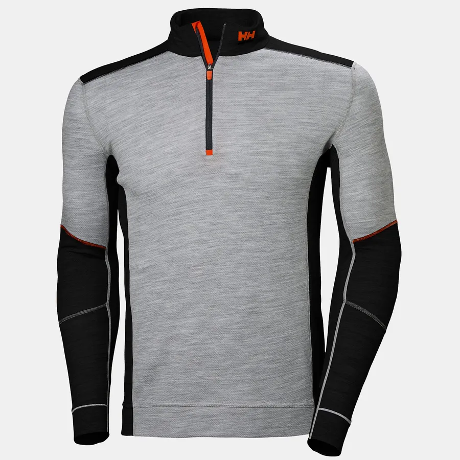 [75107_939-2XL] HH LIFA MERINO HALF ZIP 939 GREY MELANGE/BLACK (2XL)