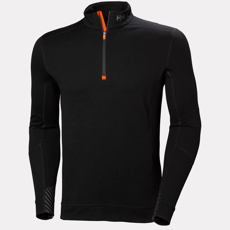 HH LIFA MERINO HALF ZIP 990 BLACK