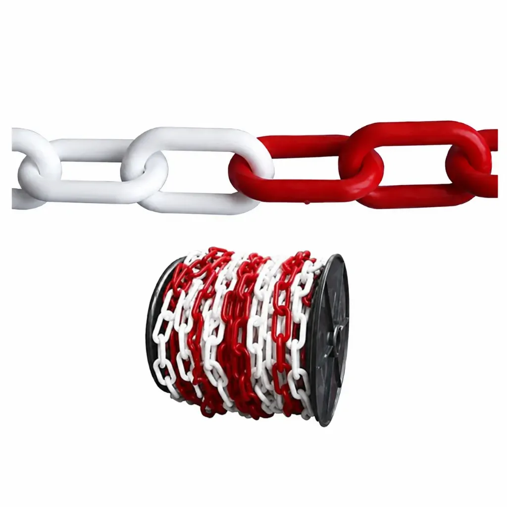 [1-6382-6] KETTING PVC ROOD/WIT OP ROL25MX6MM