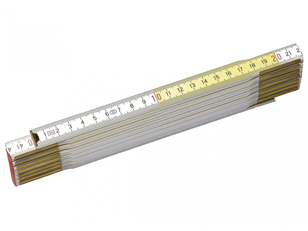 VOUWMETER. HOUT. GEEL-WIT2 M - 15 MM