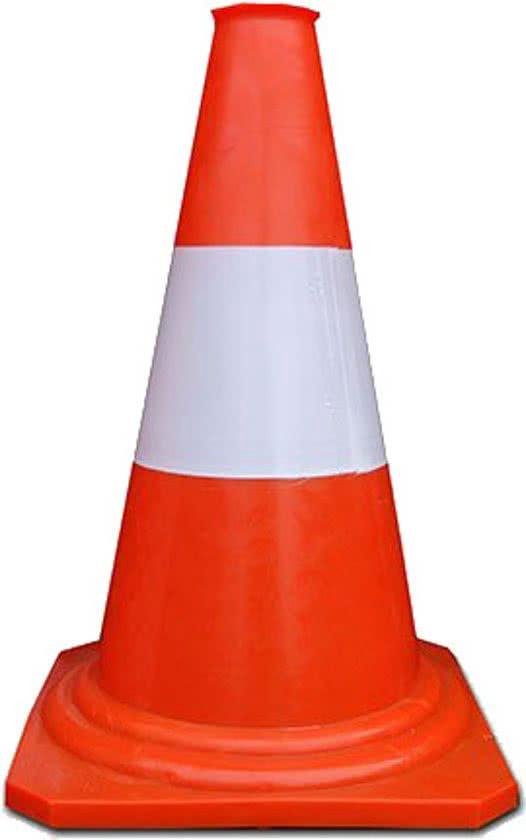 [1-6370-300] VERKEERSKEGELS ROOD/WIT PVC (220x300 MM)