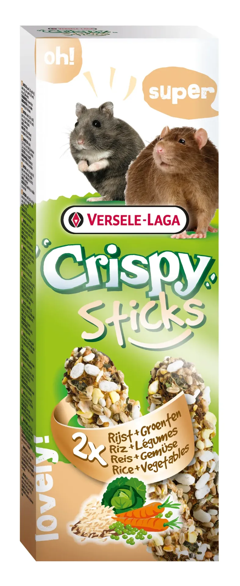 CRISPY STICKS HAMSTERS-RATTEN RIJST & GROENTEN 2 ST 110 G