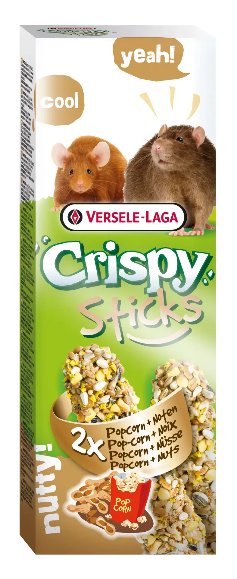 CRISPY STICKS RATTEN-MUIZEN POPCORN & NOTEN 2 ST 110 G
