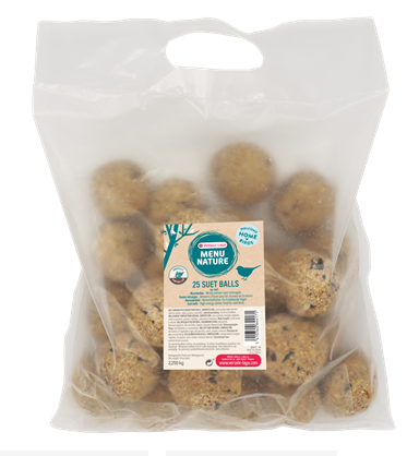 MENU NATURE 25 SUET BALLS NO NET (BOX 36) 2.25 KG