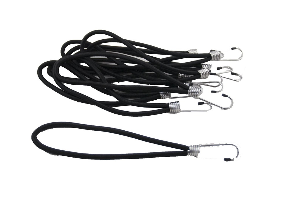 ELASTIEK LUS 8MM X 25CM IN PE ZWART MET HAAK / 10 st