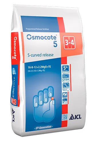 ICL OSMOCOTE5 16-8-12+2.2 MgO+TE S-Curved 3-4 M - 25 KG