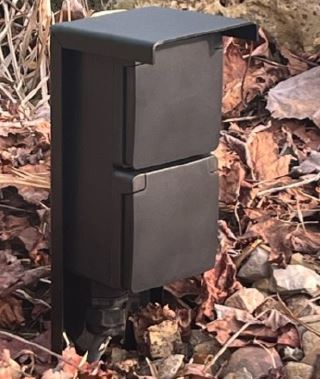 STOPCONTACT DUBBEL OP INOX PAAL 50 CM ZWART