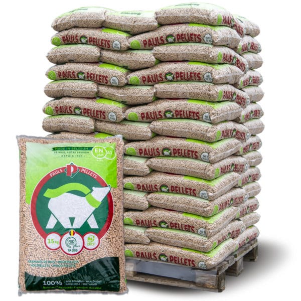 HOUTPELLETS 15 KG - PALLET (70x15 KG) op europallet