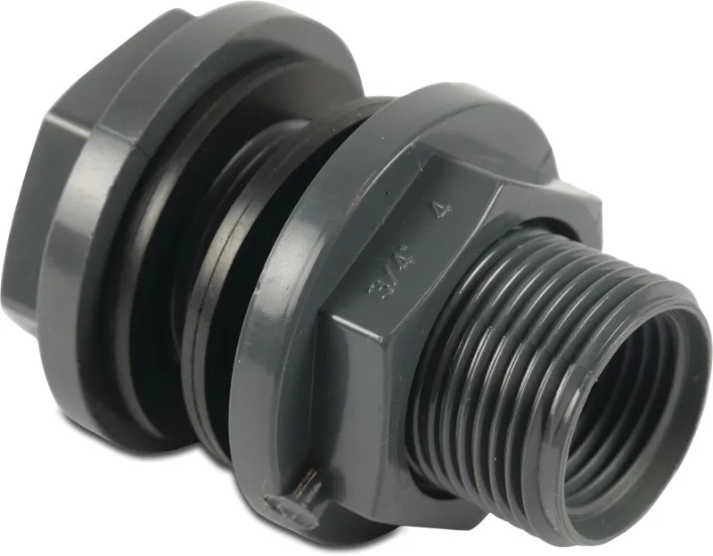 [OP111133] DOORVOER PVC-U 32 MM X 1 1/2" X 1" LIJMMOF X BUITENDRAAD X BINNENDRAAD 10BAR GRIJS