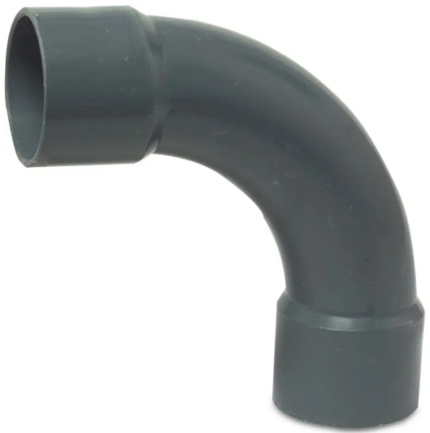 [OP110190] PROFEC BOCHT LANG 90° PVC-U 50 MM LIJMMOF 10BAR GRIJS