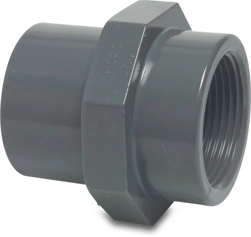 [OP100259] PROFEC DRAADSOK PVC-U 32/40 MM X 1" LIJMMOF/SPIE X BINNENDRAAD 10BAR GRIJS
