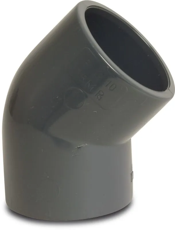 PROFEC KNIE 45° PVC-U 50 MM LIJMMOF 16BAR GRIJS
