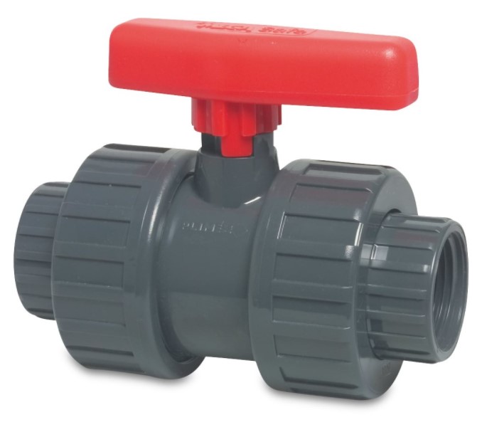 PROFEC KOGELKRAAN PVC-U 1" BINNENDRAAD 10BAR DN25 GRIJS TYPE SAFE 625