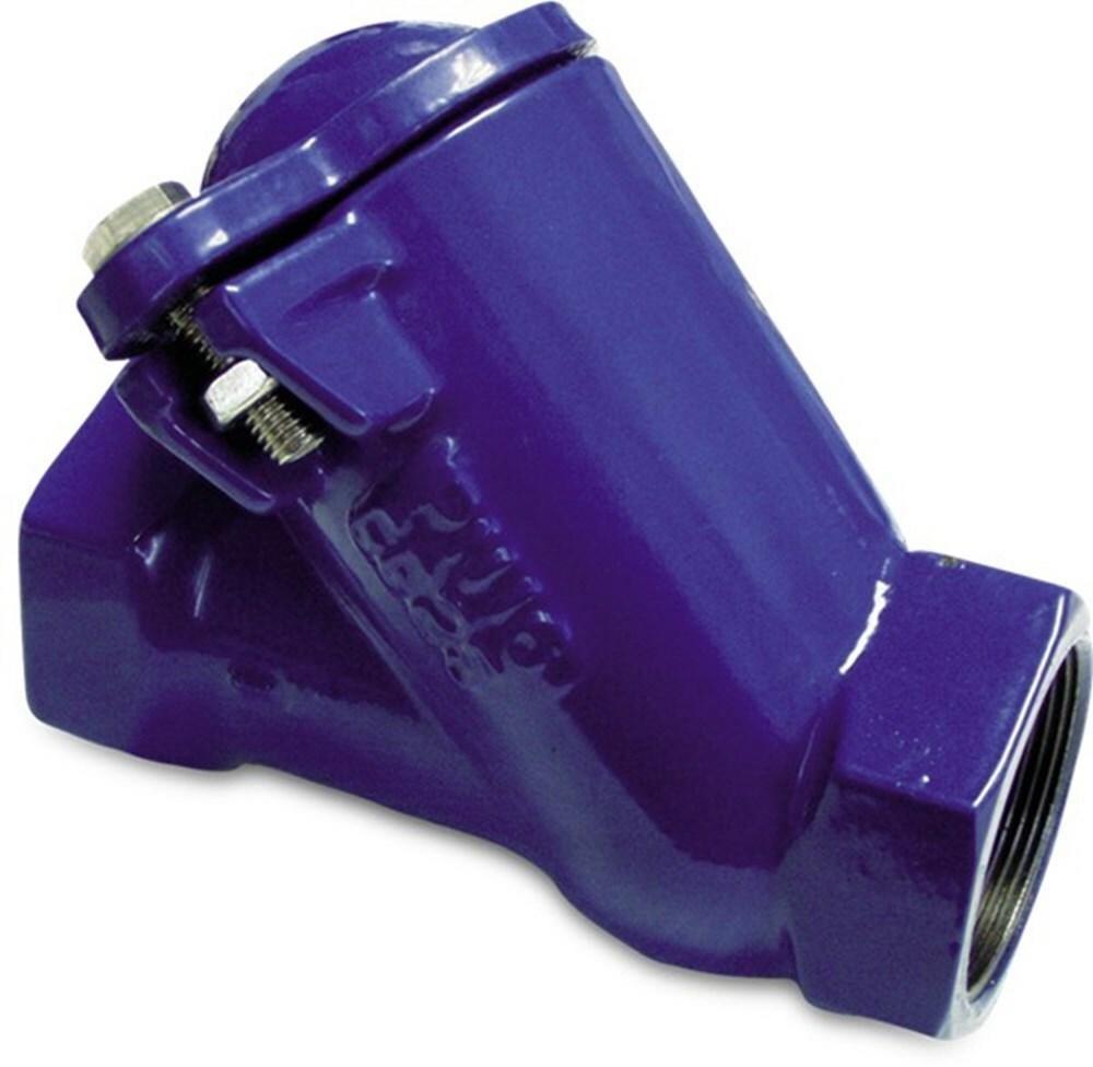 [OP401938] PROFEC KOGELTERUGSLAGKLEP NODULAIR GIETIJZER (GGG40) EPOXY COATING 1" BINNENDRAAD 10BAR BLAUW