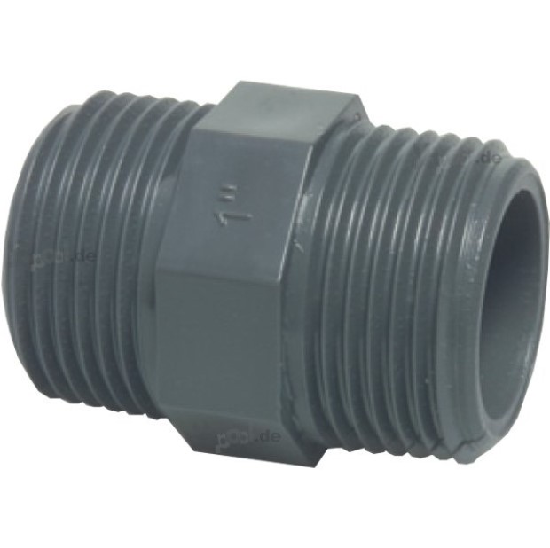 [OP110538] PROFEC NIPPEL PVC-U 1" BUITENDRAAD 10BAR GRIJS