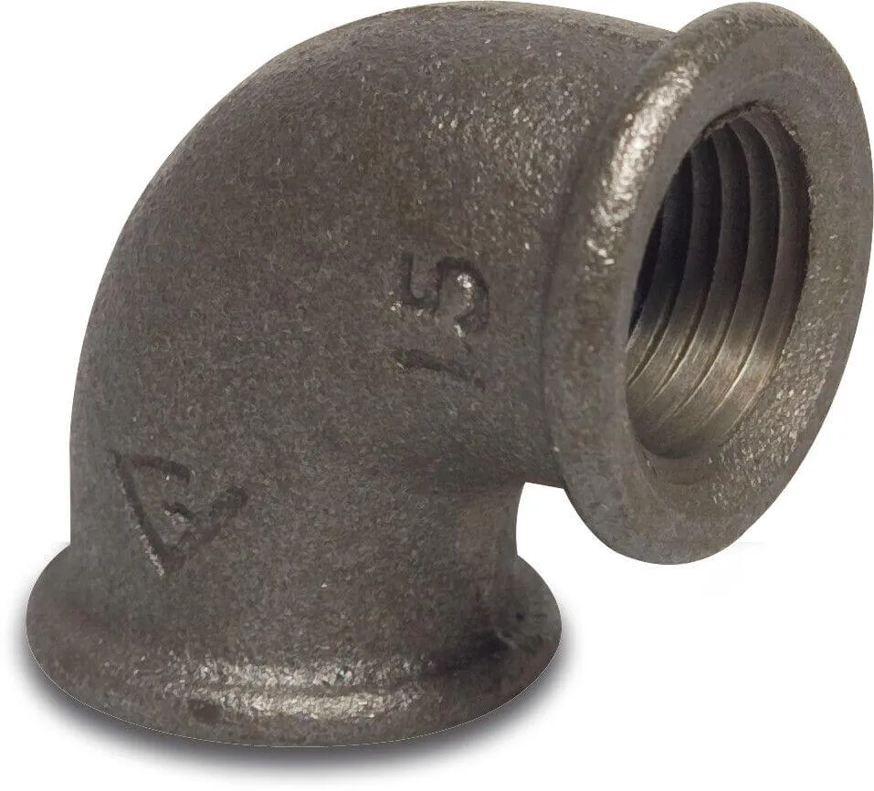 [OP1109011] PROFEC NR. 90 KNIE 90° GIETIJZER ZWART 3" BINNENDRAAD 25BAR DVGW
