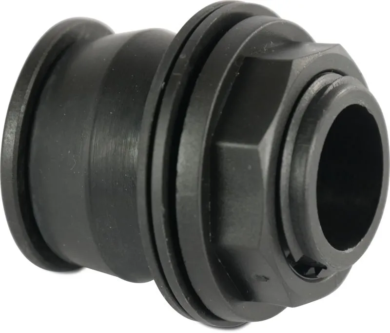 PUSH-IN DOORVOER PP 1" BUITENDRAAD 4BAR ZWART