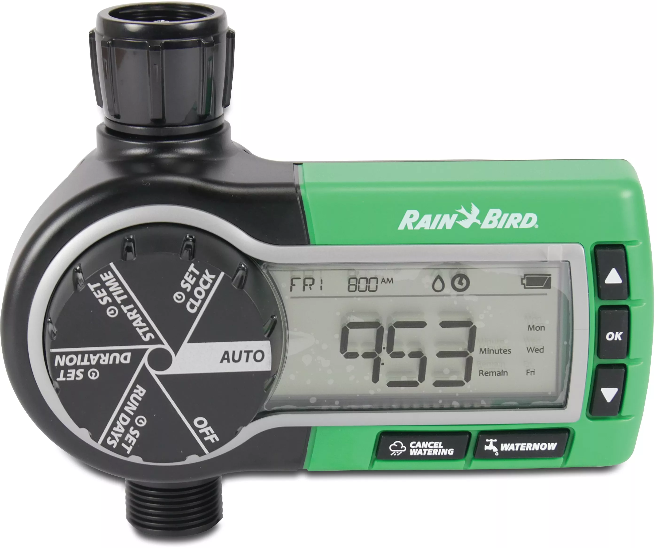 [OP7029029] RAIN BIRD WATERTIMER PLASTIC 3/4"  FEMALE X MALE BLACK/GREEN TYPE 1ZEHTMR (EN/FR/NL/DE/PL/OTHERS) 1 STATION