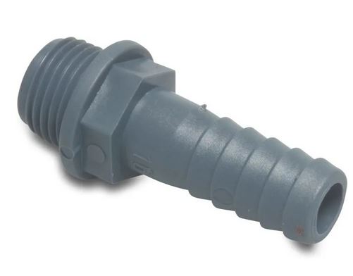 SLANGTULE PP 1" X 25 MM BUITENDRAAD X SLANGTULE 10BAR GRIJS