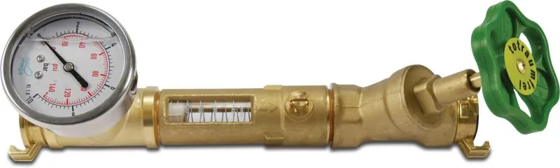 [OP7024769] STROMINGSMETER MET KOGELSTOPKRAAN MESSING 1" BUITENDRAAD X SNELKOPPELING NA 40 10BAR 5-42L/MIN
